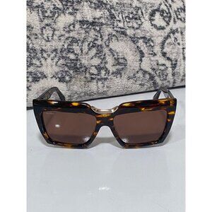 NEW Max Mara Spark-7 56MM Rectangular Tortoise Sunglasses in Brown